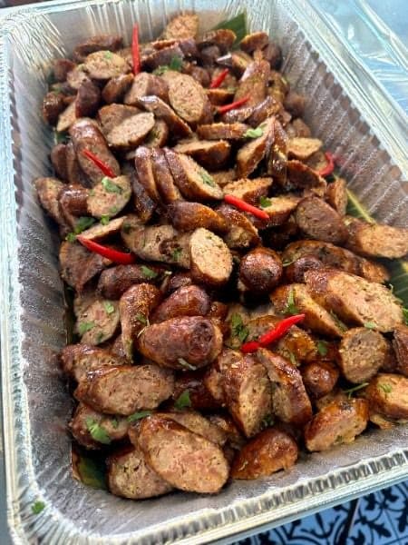 Lao sausage with fresh chilies and herbs
